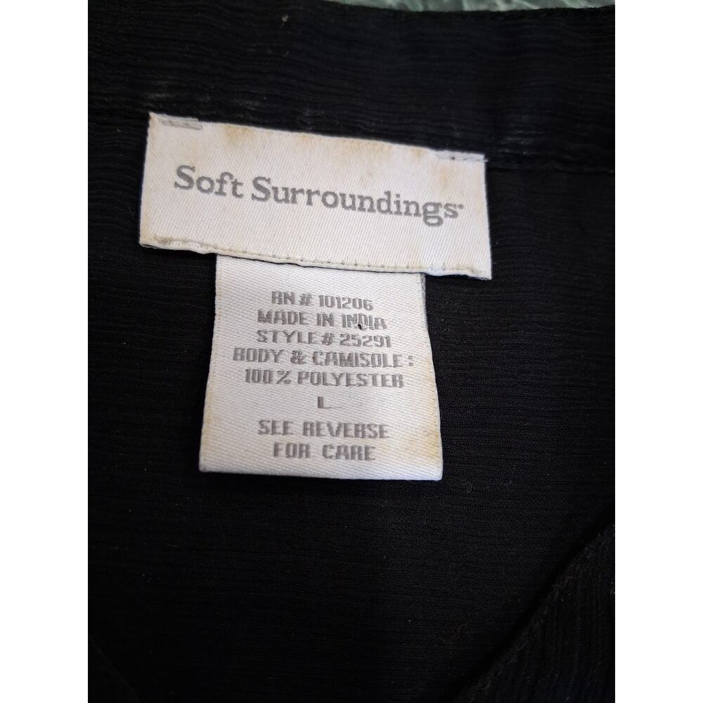 Soft Surroundings Sz L sheer Tunic Floral Blouse Cover Up Layering Top Feminine - Picture 6 of 11
